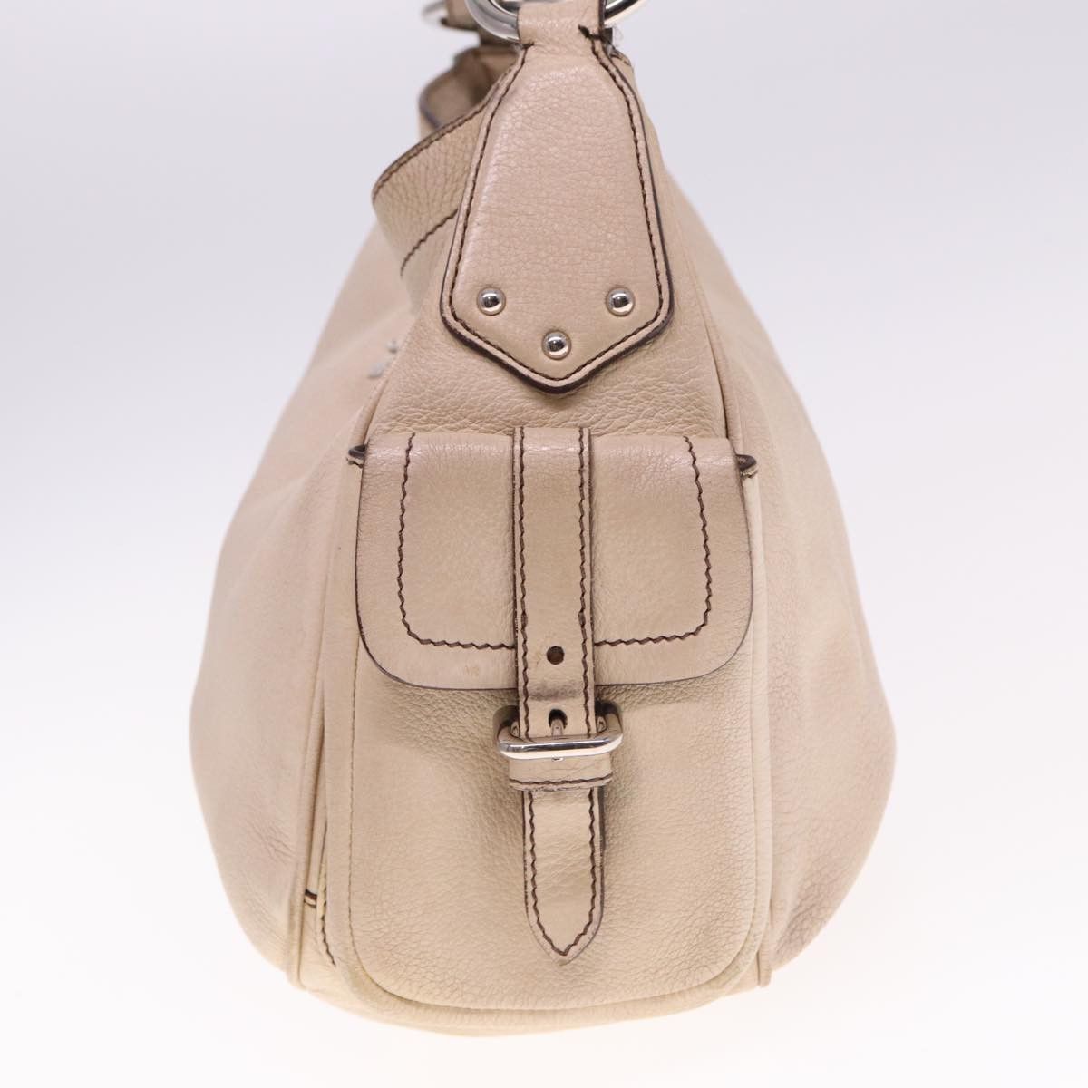 Vitello Beige Leather Shoulder Bag (Pre-Owned)