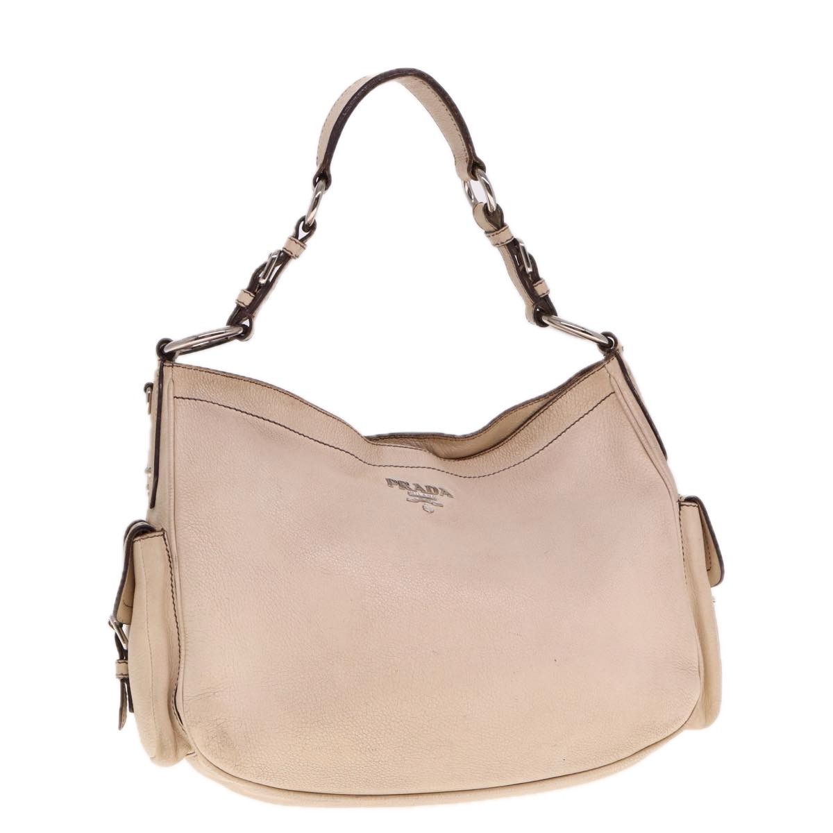 Vitello Beige Leather Shoulder Bag (Pre-Owned)
