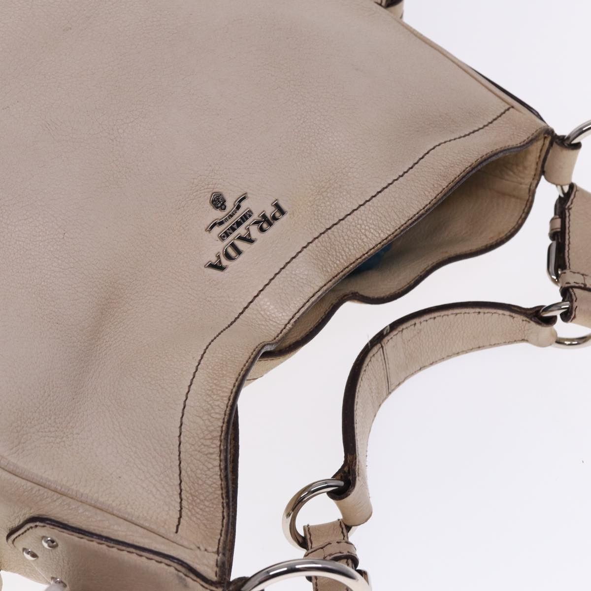 Vitello Beige Leather Shoulder Bag (Pre-Owned)