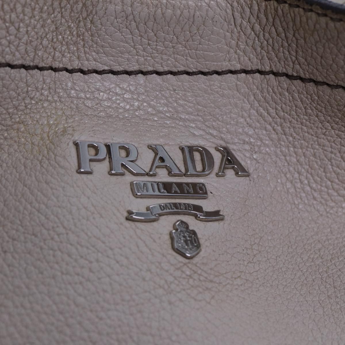 Vitello Beige Leather Shoulder Bag (Pre-Owned)