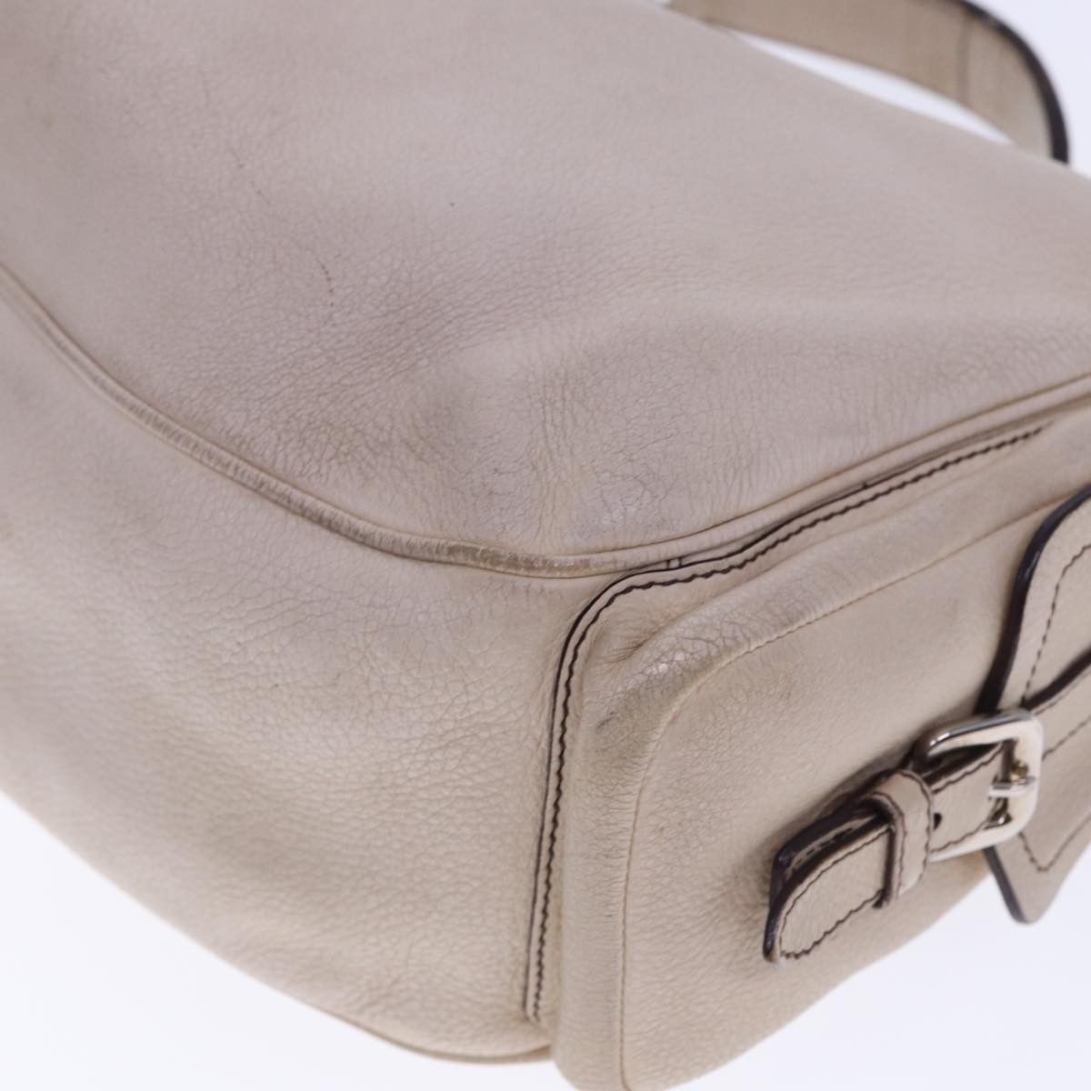 Vitello Beige Leather Shoulder Bag (Pre-Owned)