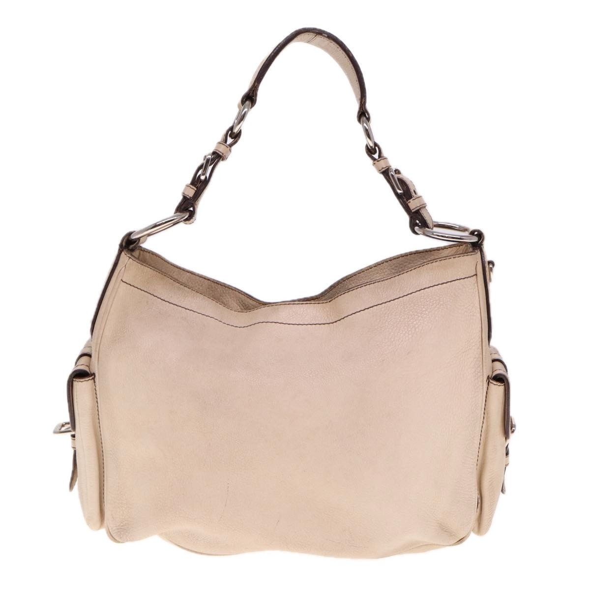 Vitello Beige Leather Shoulder Bag (Pre-Owned)
