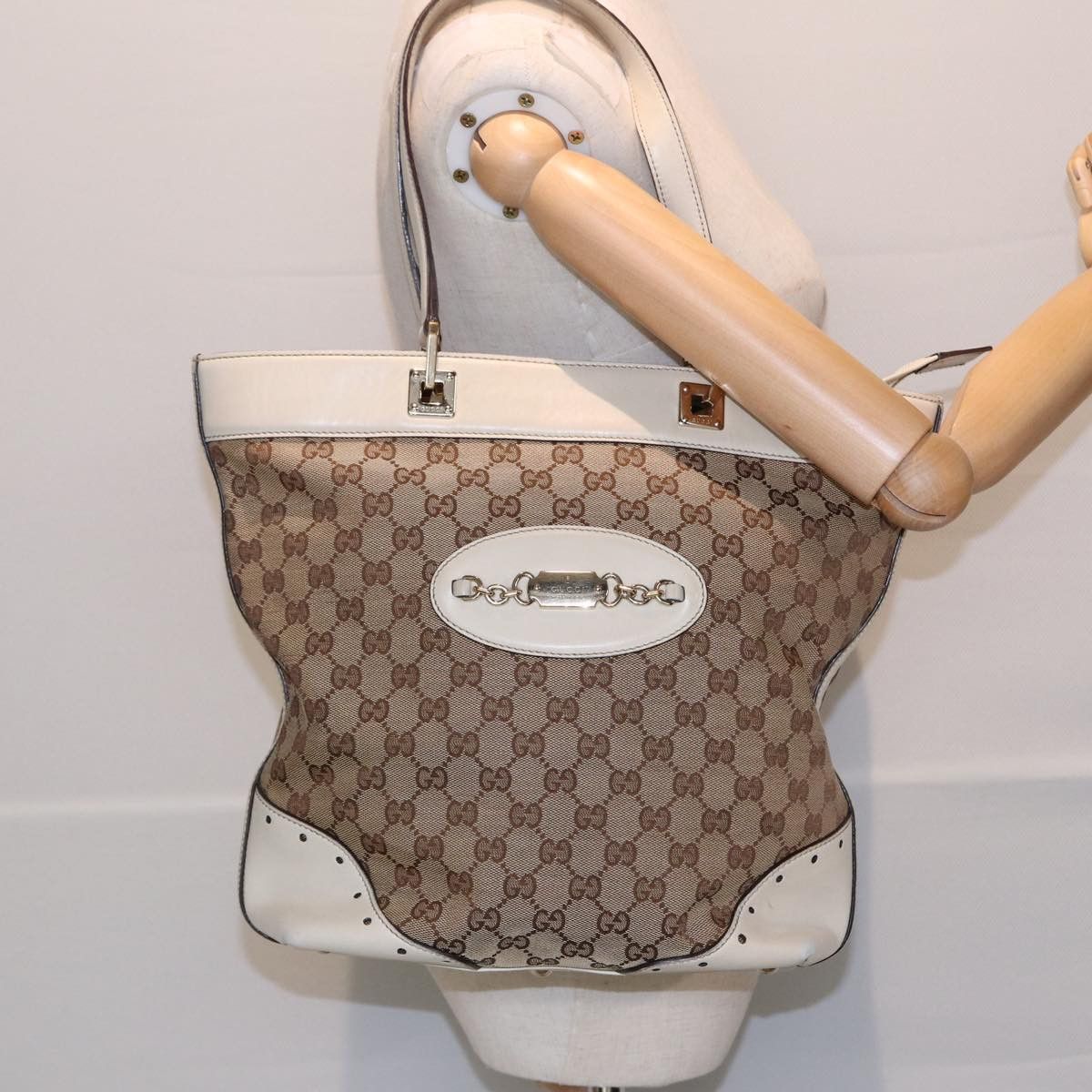 Gucci Gg Canvas Beige Canvas Tote Bag (Pre-Owned) Size ONE SIZE - 7 Thumbnail