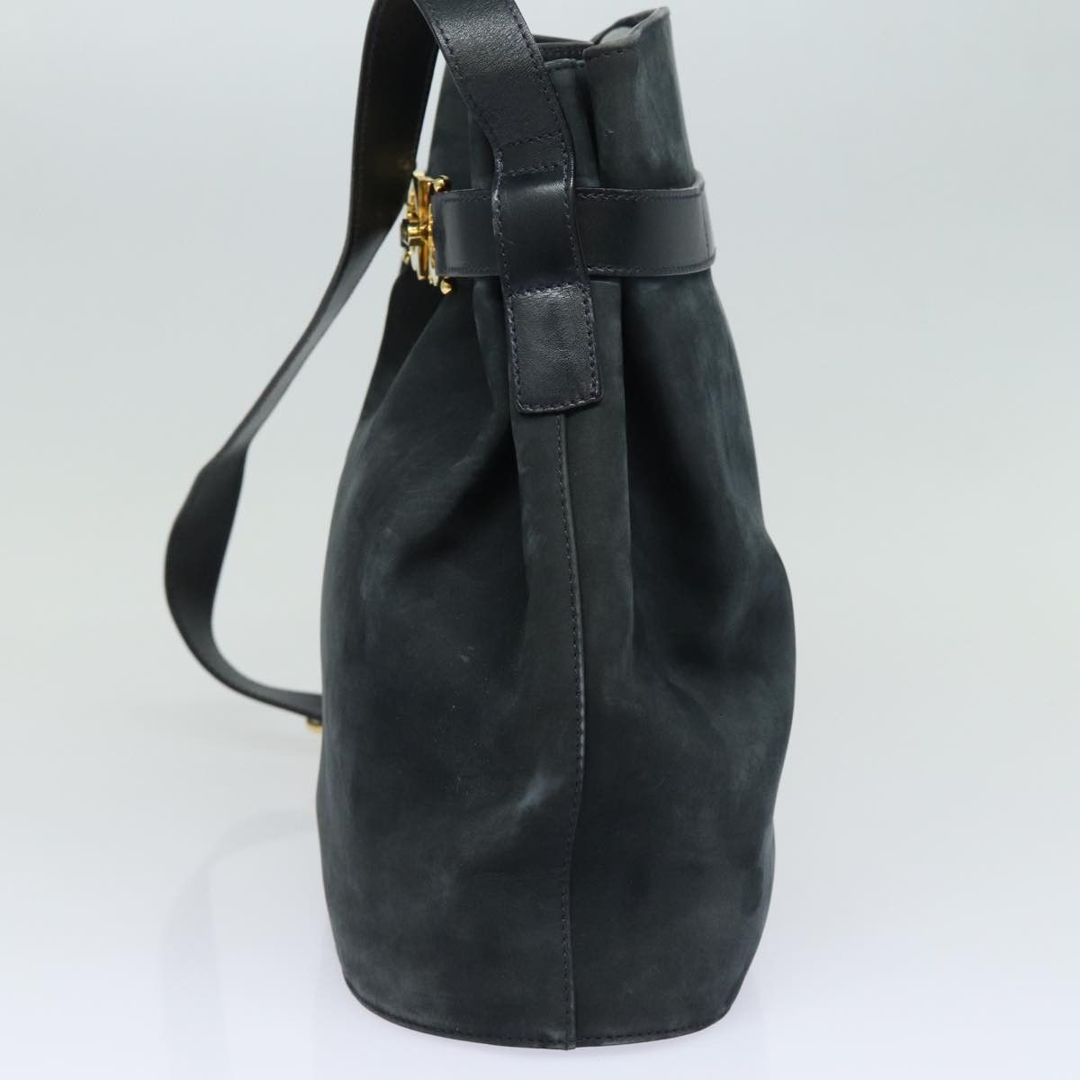 Salvatore Ferragamo Gancini Navy Suede Shoulder Bag (Pre-Owned) Size ONE SIZE - 14 Thumbnail