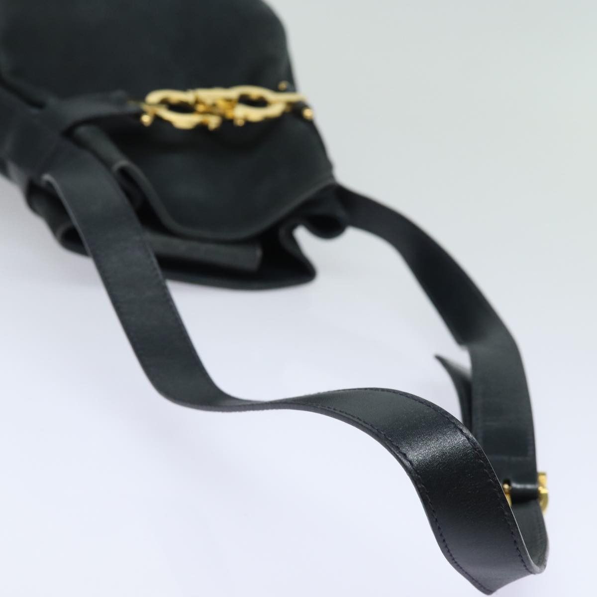 Salvatore Ferragamo Gancini Navy Suede Shoulder Bag (Pre-Owned) Size ONE SIZE - 4 Thumbnail