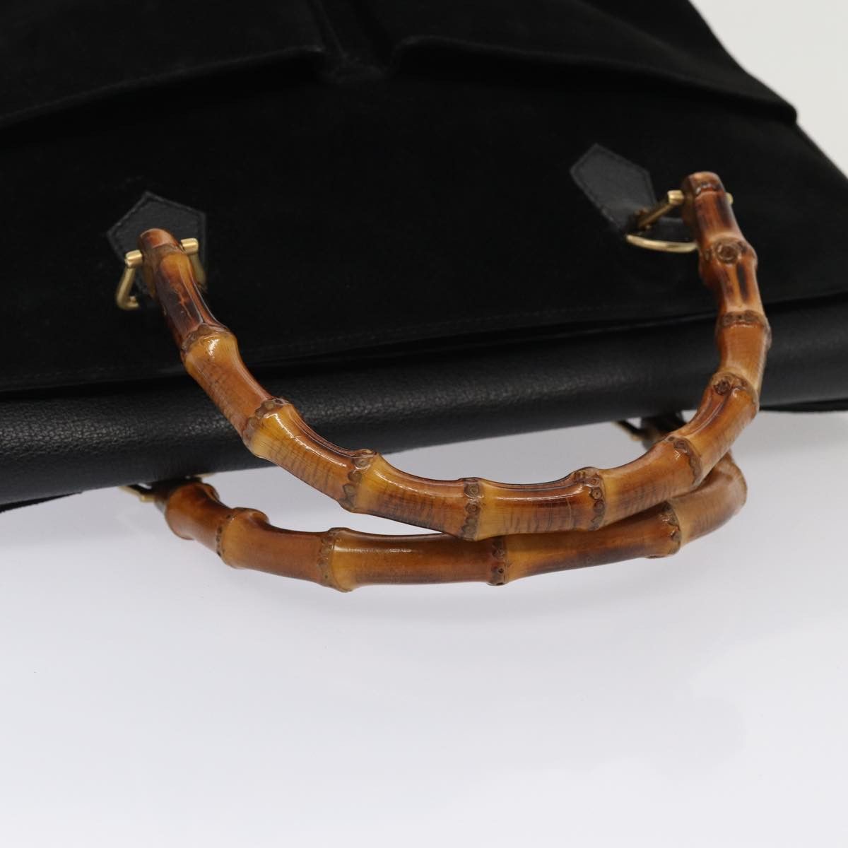 Gucci Bamboo Black Suede Handbag (Pre-Owned) Size ONE SIZE - 12 Thumbnail