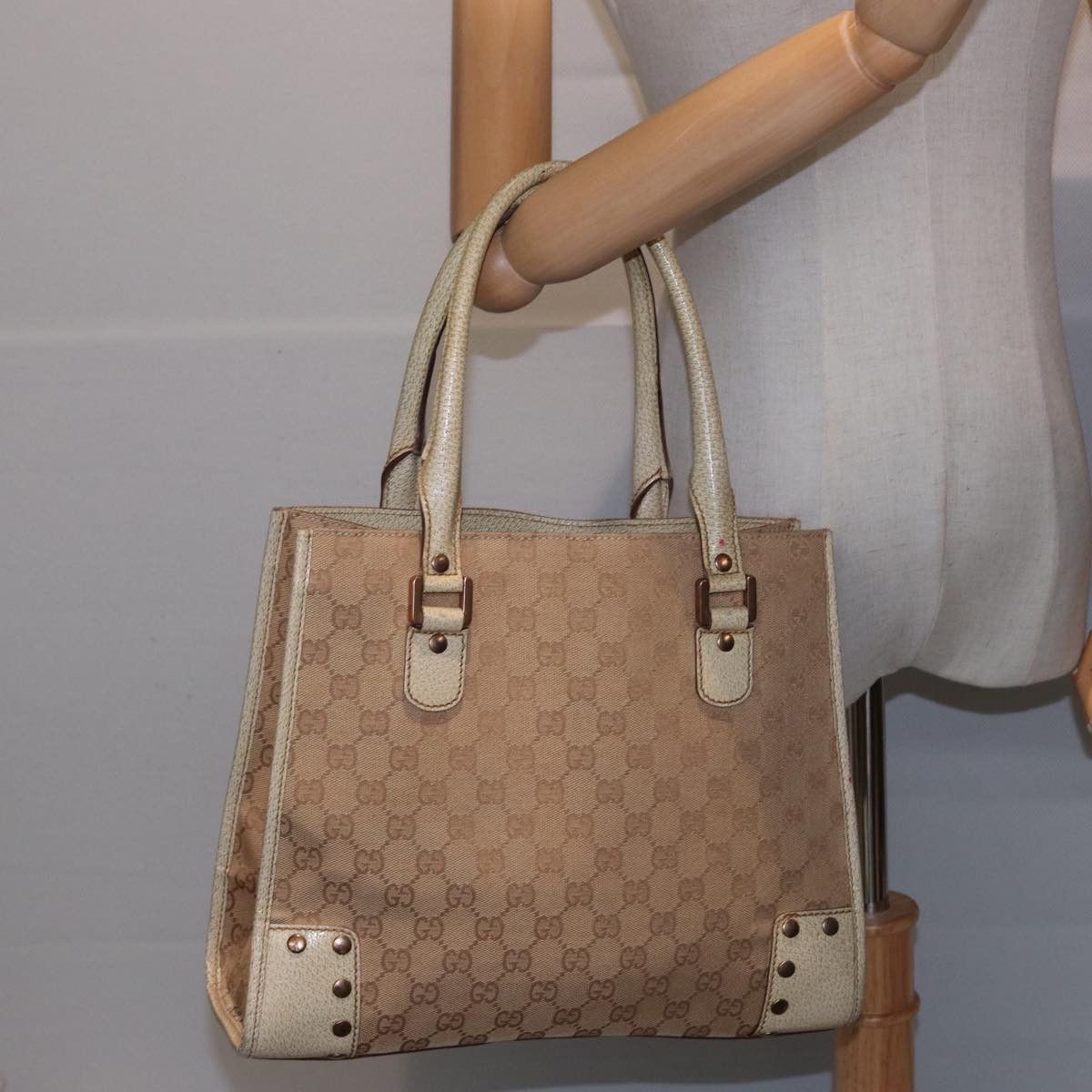 Gucci Gg Canvas Beige Canvas Handbag (Pre-Owned) Size ONE SIZE - 8 Thumbnail