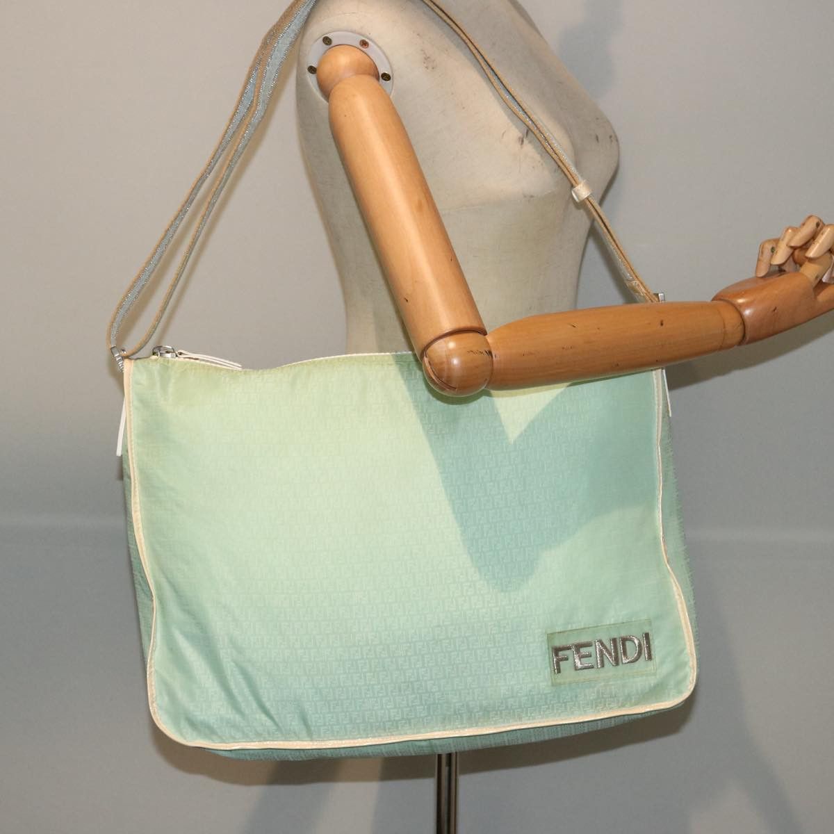 Fendi Zucchino Green Canvas Shoulder Bag (Pre-Owned) Size ONE SIZE - 7 Thumbnail
