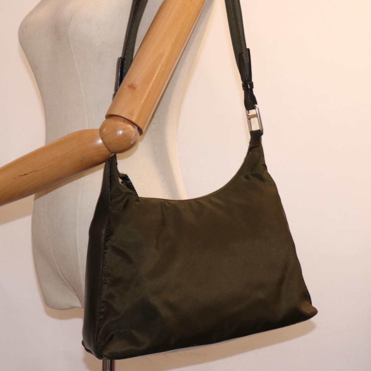 Prada Tessuto Khaki Synthetic Shoulder Bag (Pre-Owned) Size ONE SIZE - 7 Thumbnail