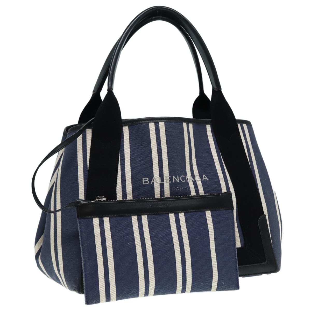 Balenciaga Navy Cabas Blue Canvas Handbag (Pre-Owned) Size ONE SIZE - 7 Thumbnail
