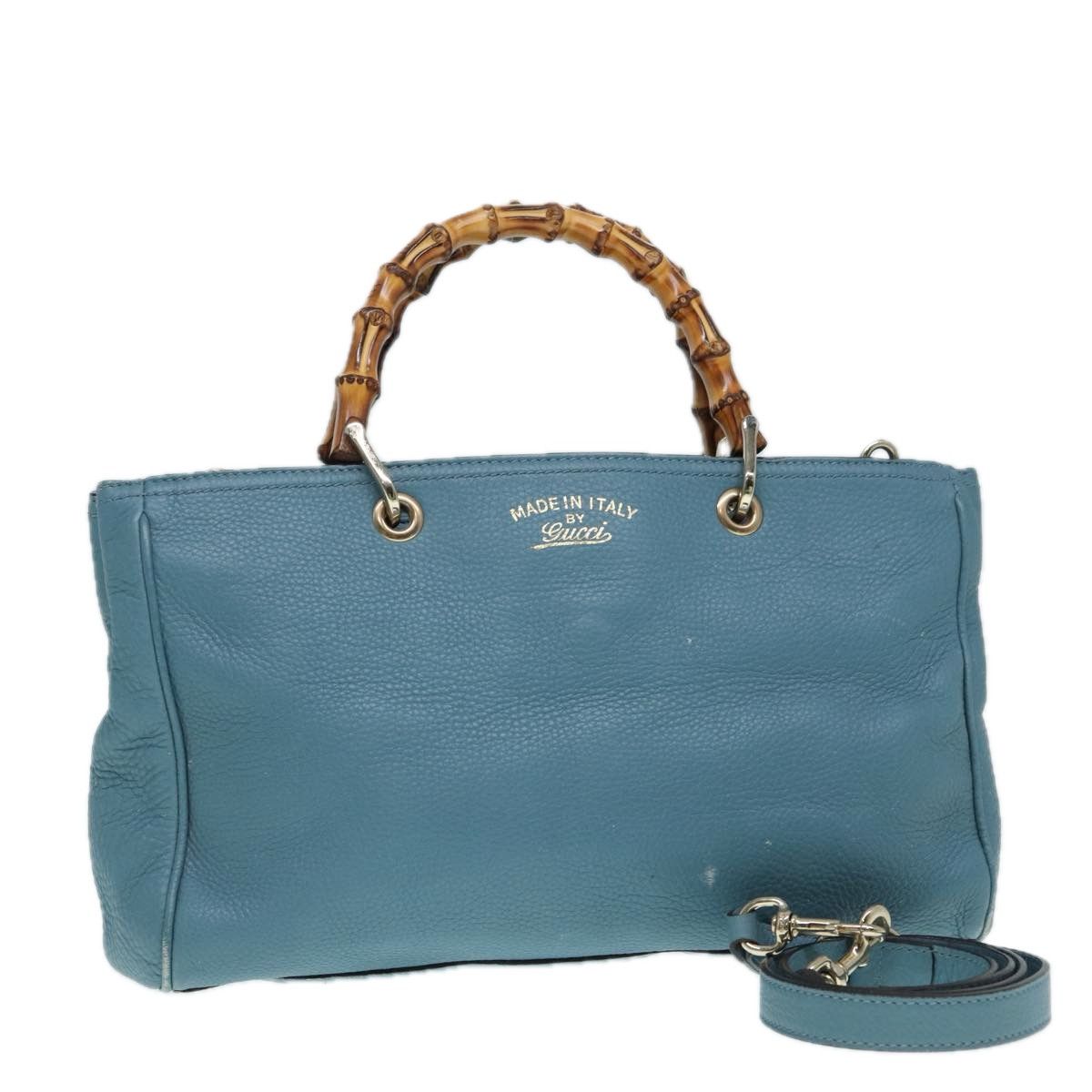 Gucci Bamboo Blue Leather Handbag (Pre-Owned) Size ONE SIZE - 13 Thumbnail