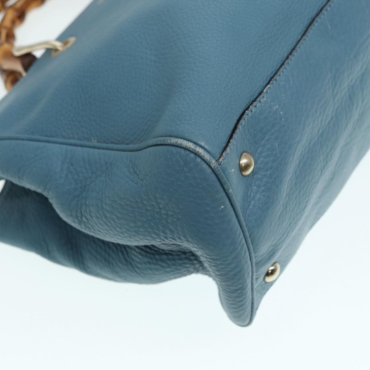 Gucci Bamboo Blue Leather Handbag (Pre-Owned) Size ONE SIZE - 15 Thumbnail