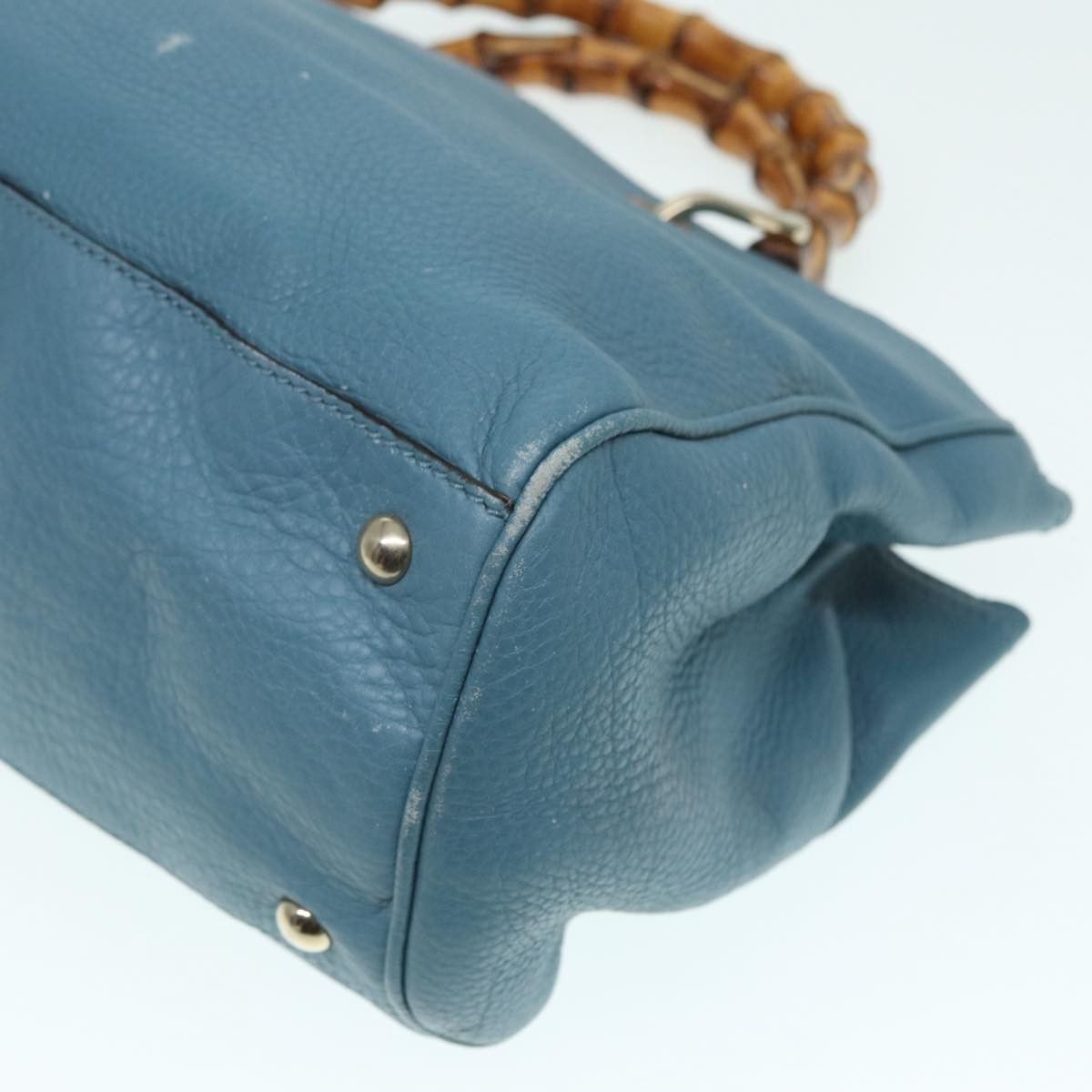 Gucci Bamboo Blue Leather Handbag (Pre-Owned) Size ONE SIZE - 9 Thumbnail