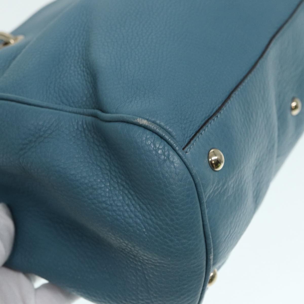 Gucci Bamboo Blue Leather Handbag (Pre-Owned) Size ONE SIZE - 16 Thumbnail