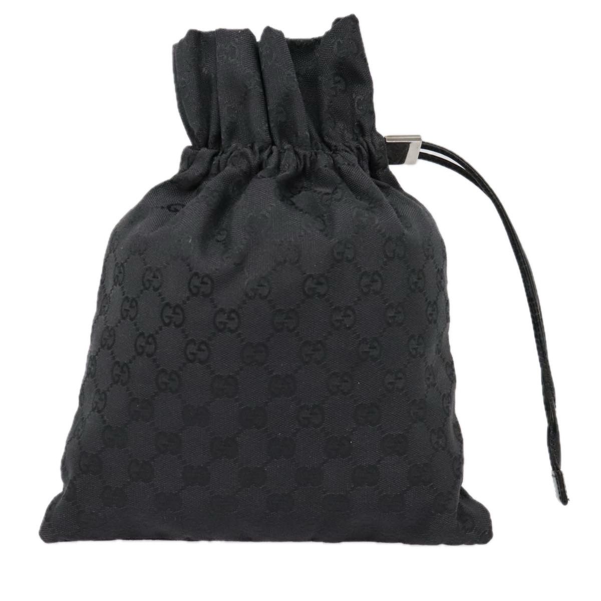 Gucci Drawstring Black Canvas Clutch Bag (Pre-Owned) Size ONE SIZE - 3 Thumbnail
