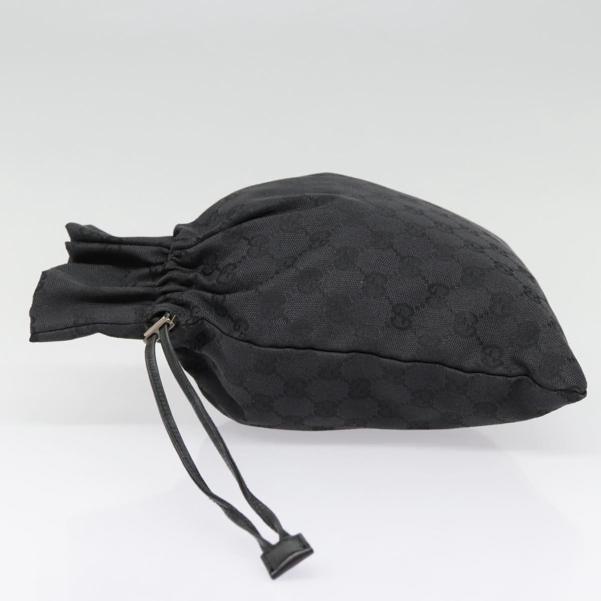 Gucci Drawstring Black Canvas Clutch Bag (Pre-Owned) Size ONE SIZE - 4 Thumbnail