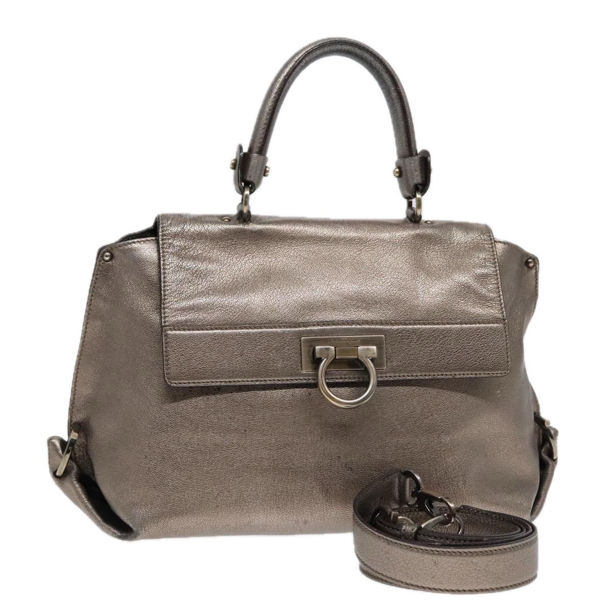 Salvatore Ferragamo Sofia Silver Leather Handbag (Pre-Owned) Size ONE SIZE - 12 Thumbnail