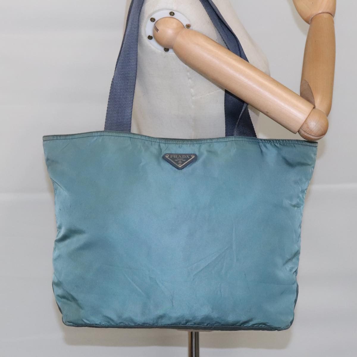 Prada Triangle Logo Blue Synthetic Tote Bag (Pre-Owned) Size ONE SIZE - 15 Thumbnail
