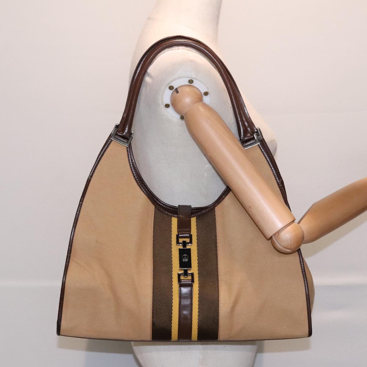 Gucci Jackie Beige Canvas Shoulder Bag (Pre-Owned) Size ONE SIZE - 11 Thumbnail