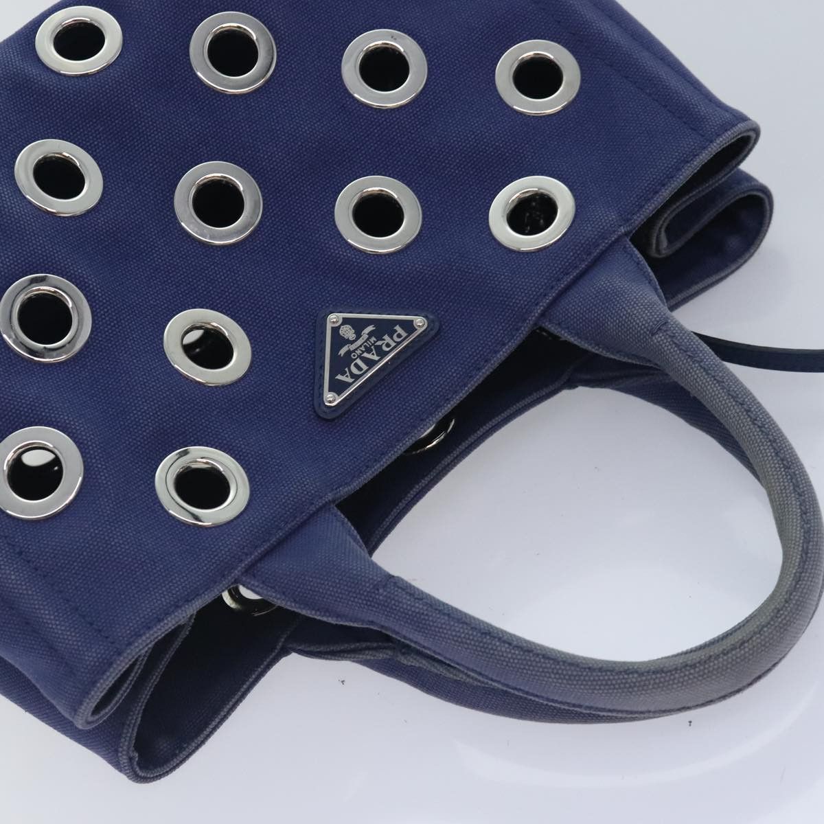 Prada Canapa Navy Canvas Handbag (Pre-Owned) Size ONE SIZE - 5 Thumbnail