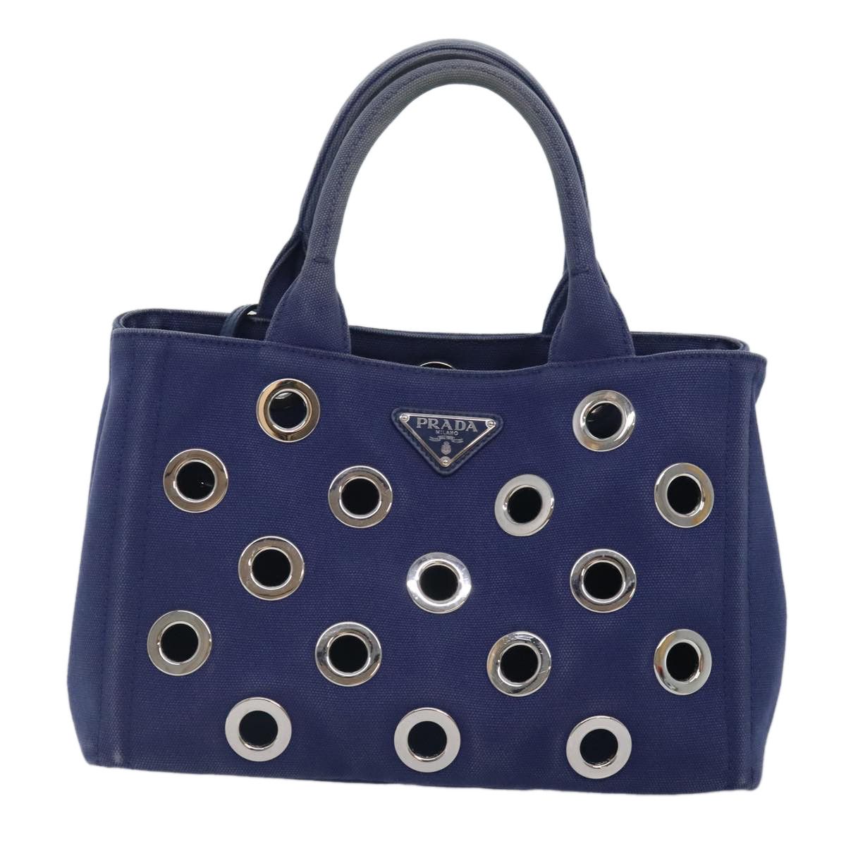 Prada Canapa Navy Canvas Handbag (Pre-Owned) Size ONE SIZE - 18 Thumbnail