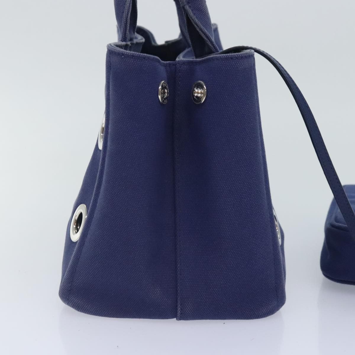 Prada Canapa Navy Canvas Handbag (Pre-Owned) Size ONE SIZE - 4 Thumbnail