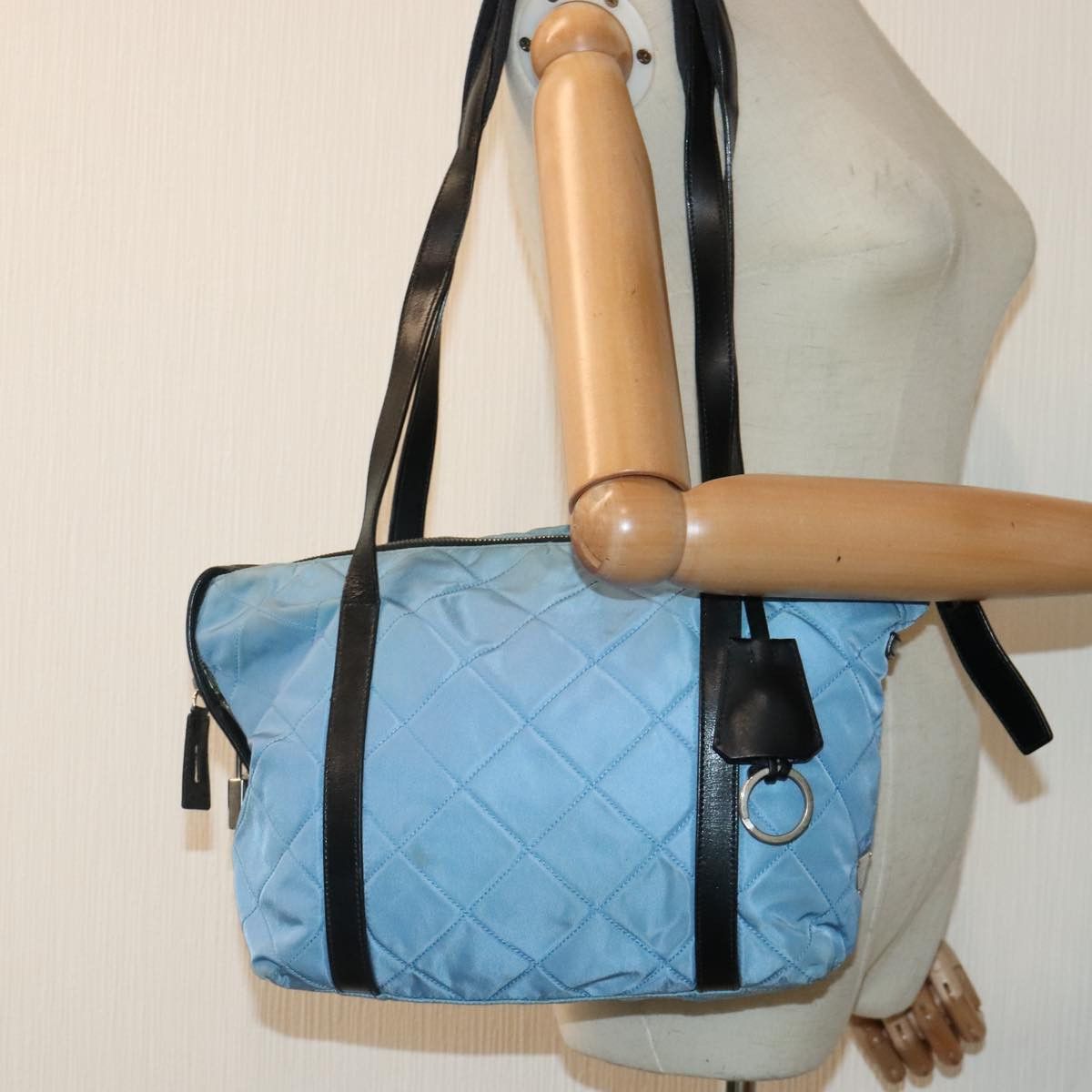 Prada Tessuto Blue Leather Shoulder Bag (Pre-Owned) Size ONE SIZE - 12 Thumbnail