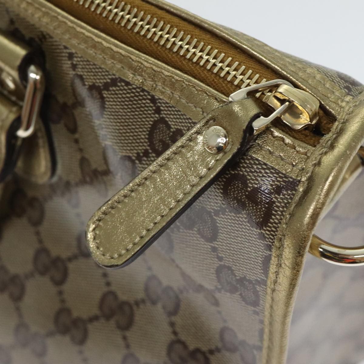 Gucci Gg Crystal Gold Canvas Handbag (Pre-Owned) Size ONE SIZE - 6 Thumbnail