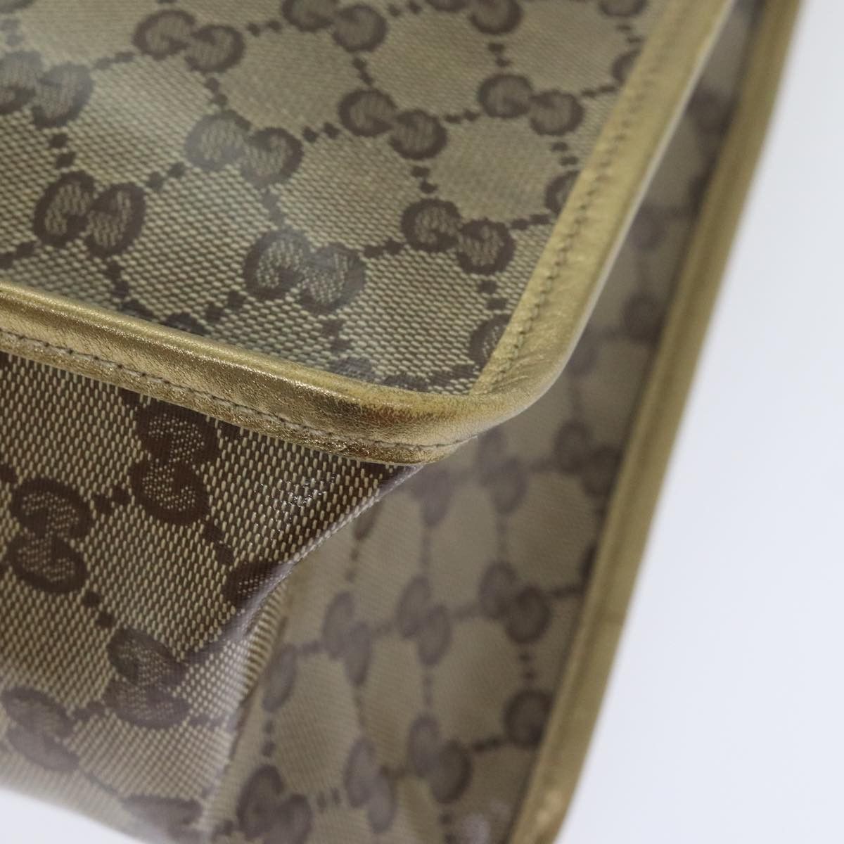 Gucci Gg Crystal Gold Canvas Handbag (Pre-Owned) Size ONE SIZE - 10 Thumbnail