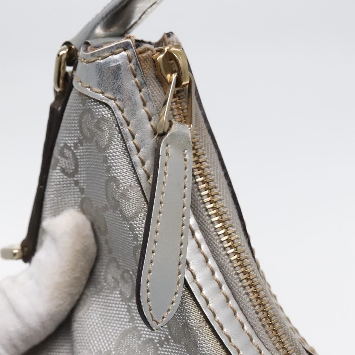 Gucci Hobo Silver Canvas Shoulder Bag (Pre-Owned) Size ONE SIZE - 11 Thumbnail