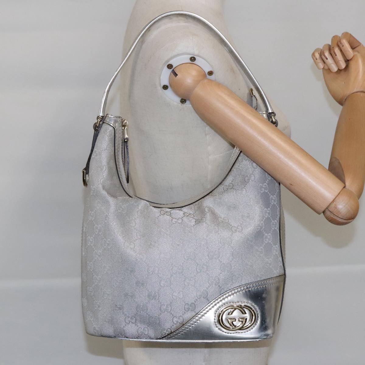 Gucci Hobo Silver Canvas Shoulder Bag (Pre-Owned) Size ONE SIZE - 16 Thumbnail