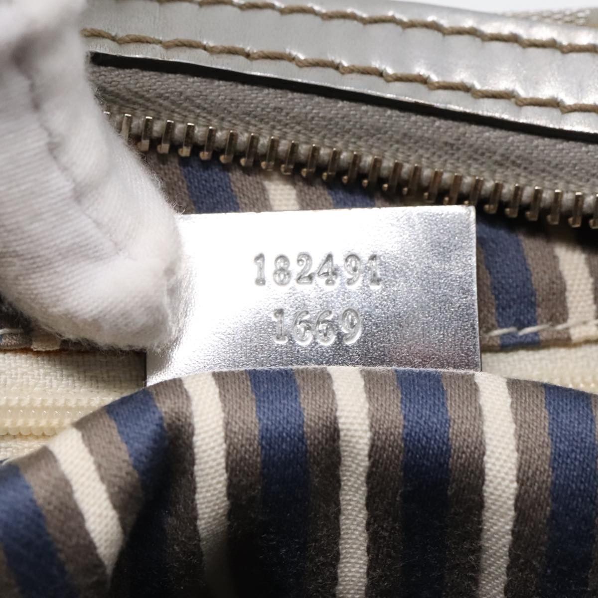 Gucci Hobo Silver Canvas Shoulder Bag (Pre-Owned) Size ONE SIZE - 13 Thumbnail
