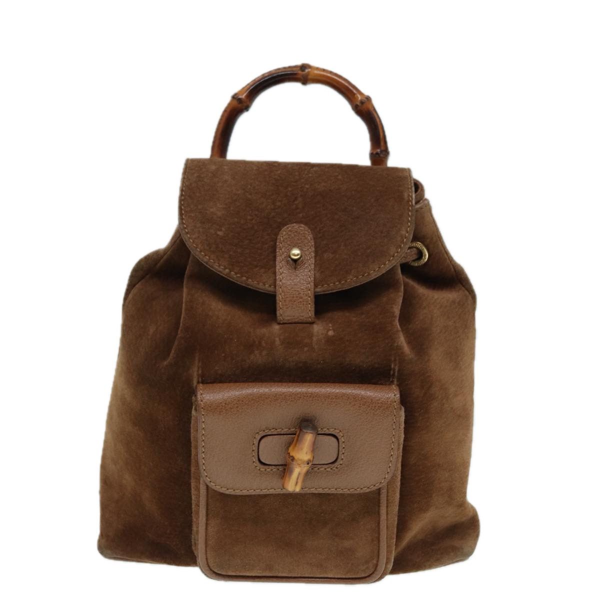 Gucci Bamboo Brown Suede Backpack Bag (Pre-Owned) Size ONE SIZE - 13 Thumbnail