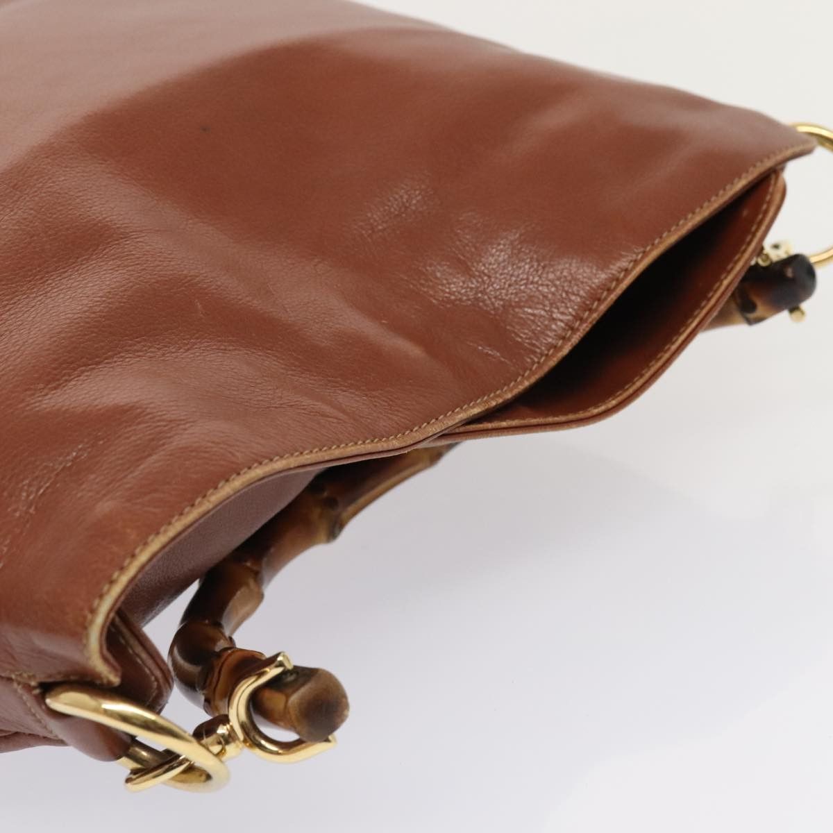 Gucci Bamboo Brown Leather Handbag (Pre-Owned) Size ONE SIZE - 16 Thumbnail