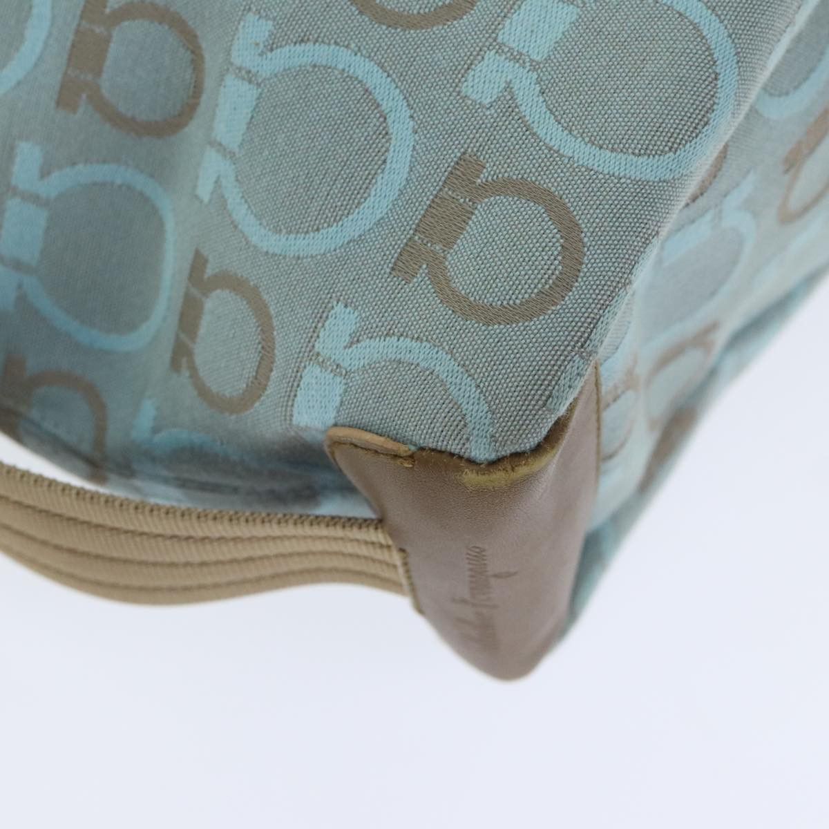 Salvatore Ferragamo Gancini Line Blue Canvas Shoulder Bag (Pre-Owned) Size ONE SIZE - 9 Thumbnail