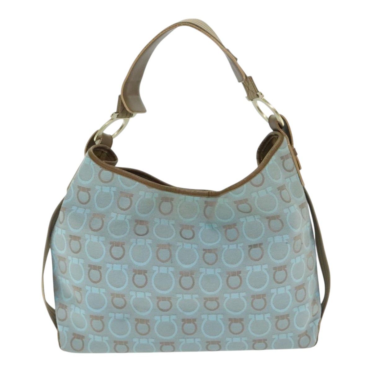 Salvatore Ferragamo Gancini Line Blue Canvas Shoulder Bag (Pre-Owned) Size ONE SIZE - 2 Thumbnail