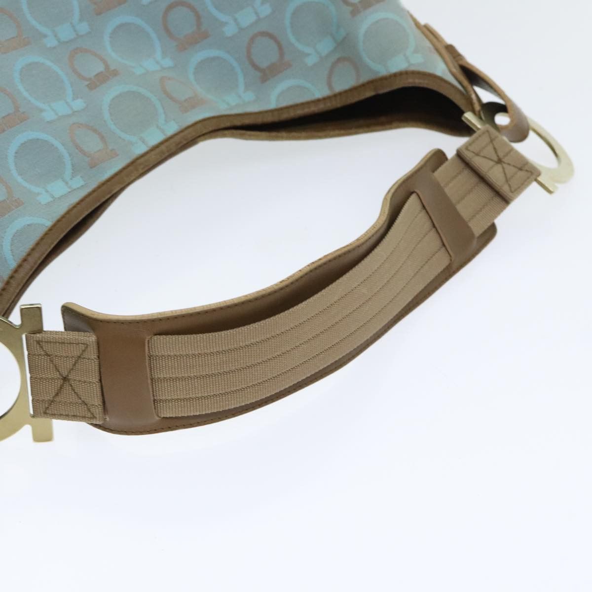 Salvatore Ferragamo Gancini Line Blue Canvas Shoulder Bag (Pre-Owned) Size ONE SIZE - 12 Thumbnail