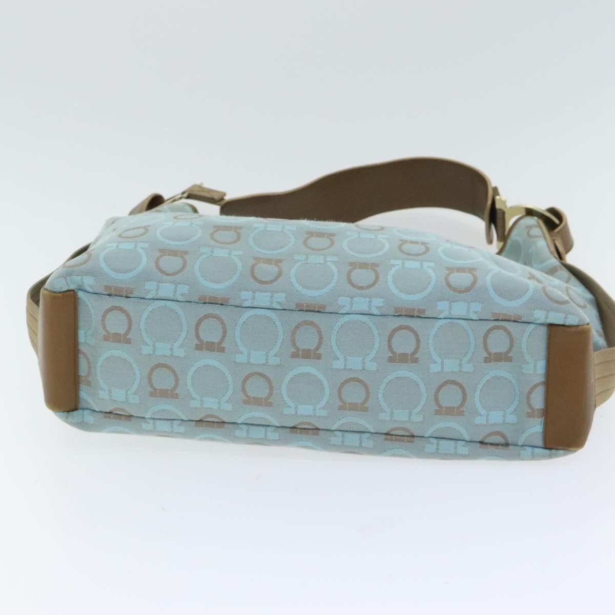 Salvatore Ferragamo Gancini Line Blue Canvas Shoulder Bag (Pre-Owned) Size ONE SIZE - 14 Thumbnail