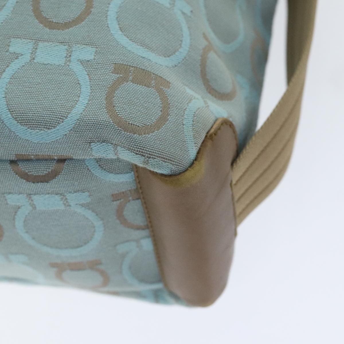 Salvatore Ferragamo Gancini Line Blue Canvas Shoulder Bag (Pre-Owned) Size ONE SIZE - 16 Thumbnail