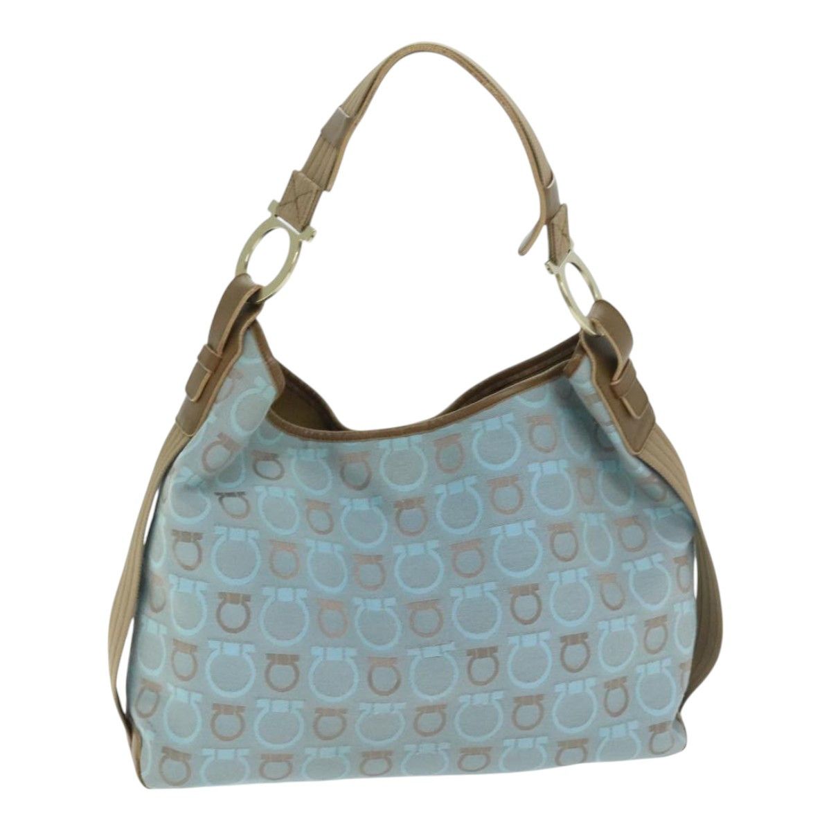 Salvatore Ferragamo Gancini Line Blue Canvas Shoulder Bag (Pre-Owned) Size ONE SIZE - 20 Thumbnail