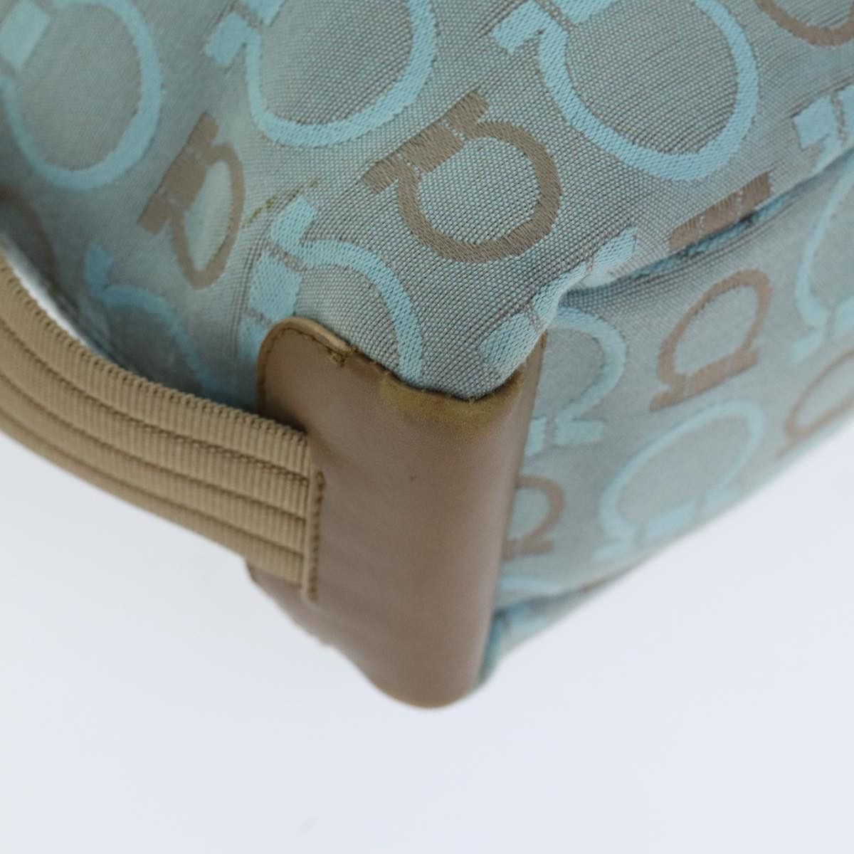 Salvatore Ferragamo Gancini Line Blue Canvas Shoulder Bag (Pre-Owned) Size ONE SIZE - 15 Thumbnail