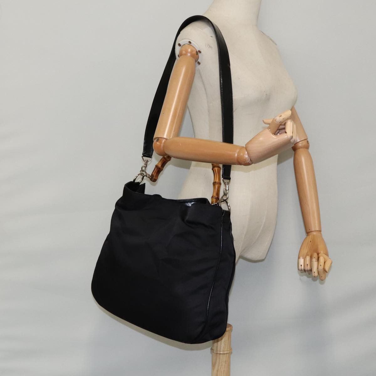 Gucci Bamboo Black Synthetic Handbag (Pre-Owned) Size ONE SIZE - 15 Thumbnail