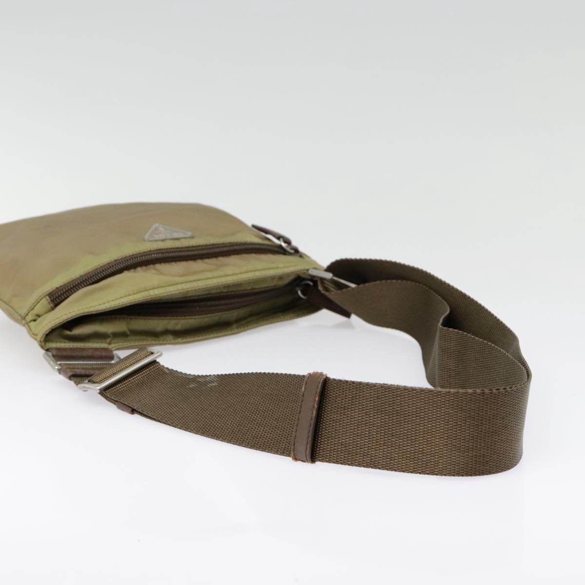 Prada Triangle Logo Khaki Synthetic Shoulder Bag (Pre-Owned) Size ONE SIZE - 5 Thumbnail