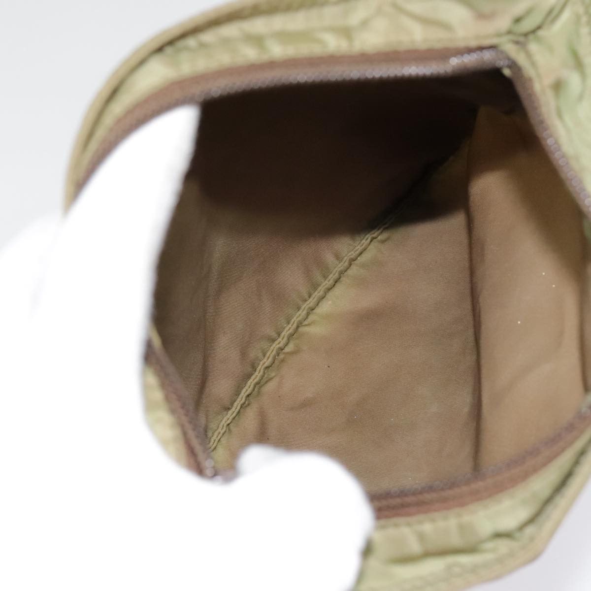 Prada Triangle Logo Khaki Synthetic Shoulder Bag (Pre-Owned) Size ONE SIZE - 13 Thumbnail