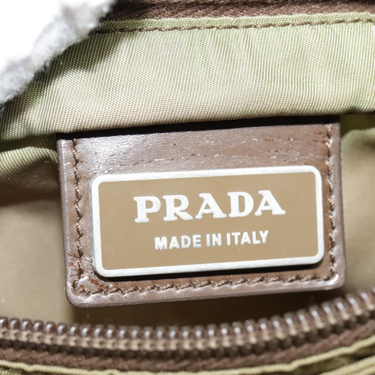 Prada Triangle Logo Khaki Synthetic Shoulder Bag (Pre-Owned) Size ONE SIZE - 15 Thumbnail
