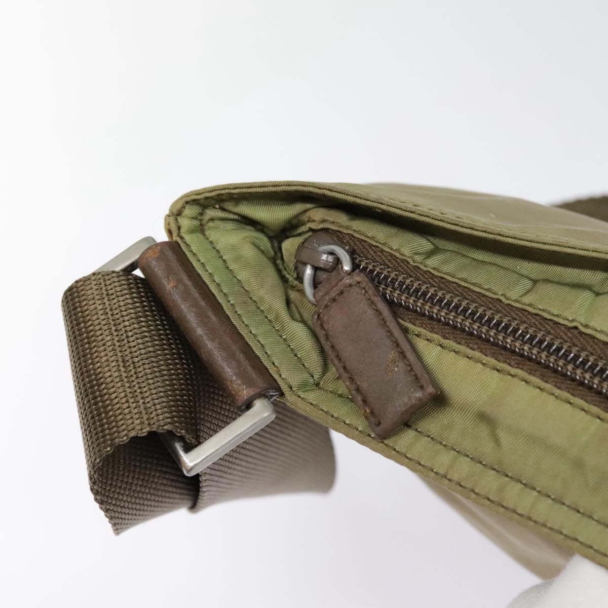 Prada Triangle Logo Khaki Synthetic Shoulder Bag (Pre-Owned) Size ONE SIZE - 12 Thumbnail