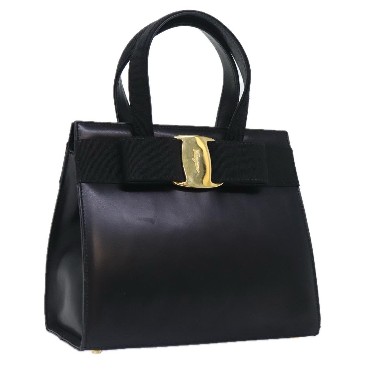 Salvatore Ferragamo Vara Black Leather Handbag (Pre-Owned) Size ONE SIZE - 16 Thumbnail