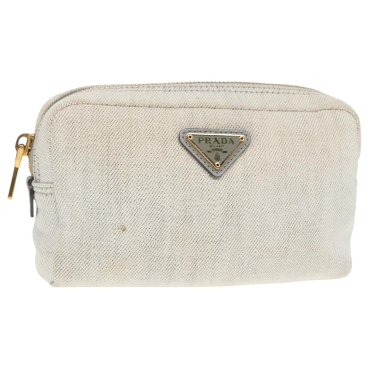 Prada Triangle Logo Beige Denim - Jeans Clutch Bag (Pre-Owned) Size ONE SIZE - 13 Thumbnail