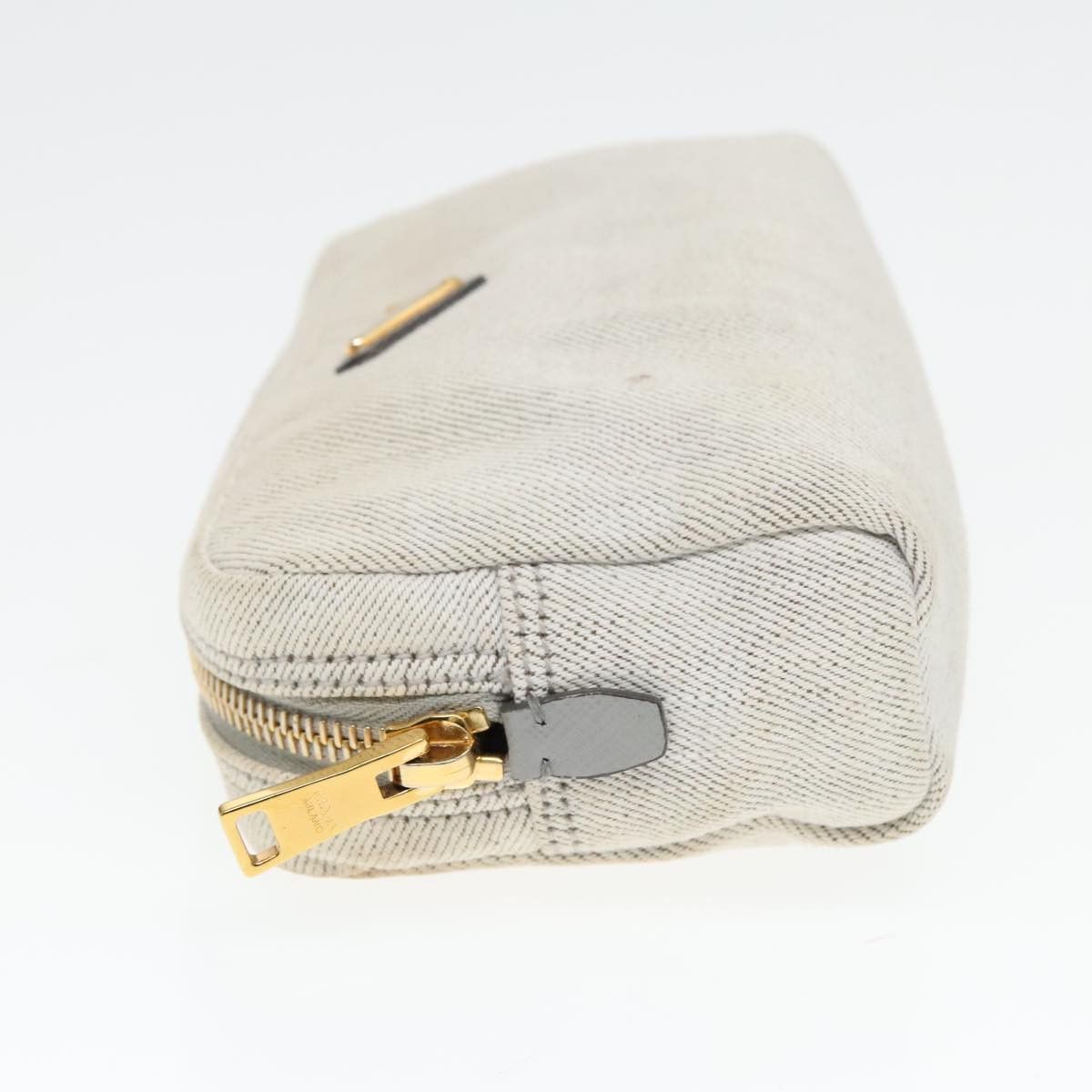 Prada Triangle Logo Beige Denim - Jeans Clutch Bag (Pre-Owned) Size ONE SIZE - 4 Thumbnail
