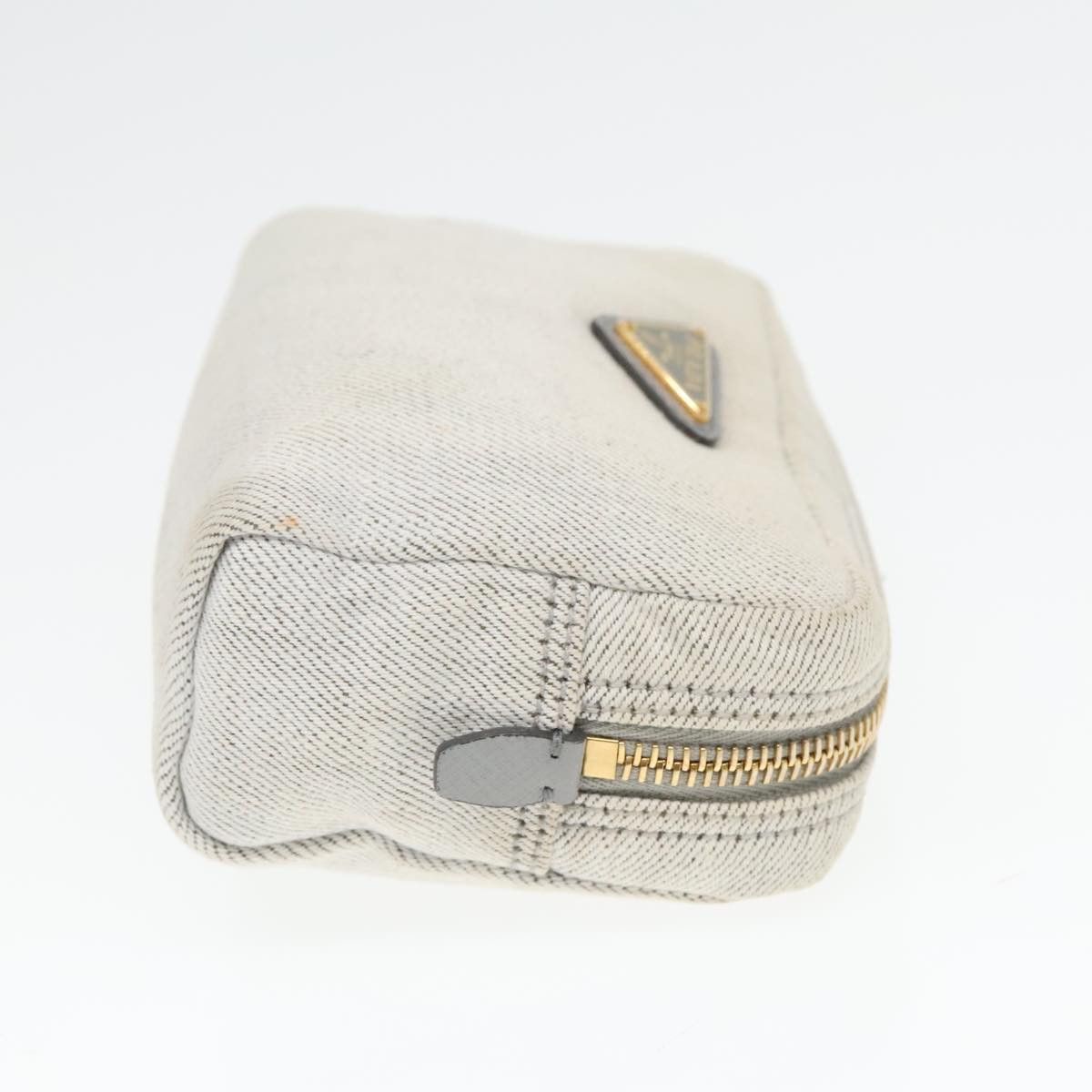 Prada Triangle Logo Beige Denim - Jeans Clutch Bag (Pre-Owned) Size ONE SIZE - 3 Thumbnail